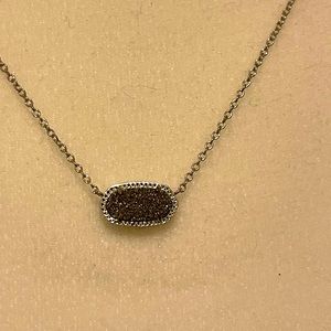 Kendra Scott Elisa Silver Necklace with Black Drusy